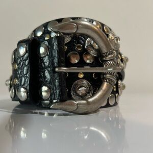 NANNI Studded  Heavy Western Buckle Black & Mixed Metal Conchos Size 100/40